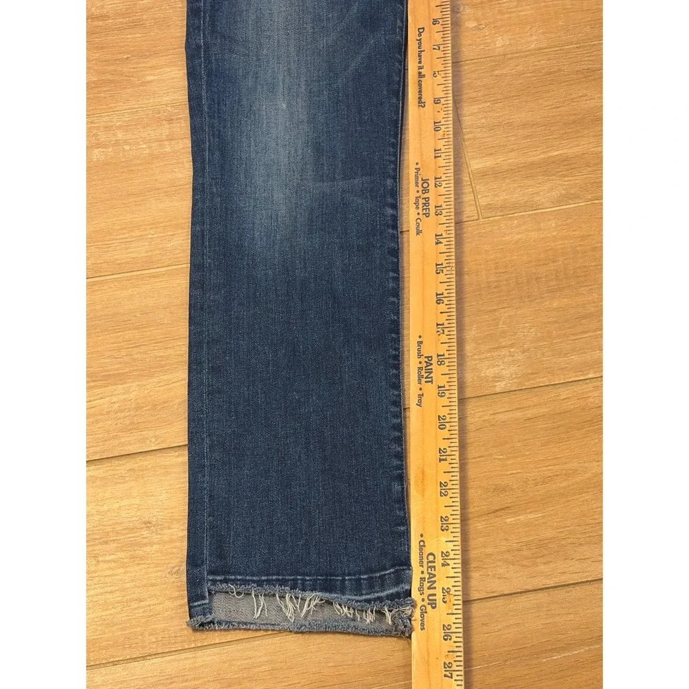 Mother The Rascal Ankle Undone Step Fray Jeans Dark‎ Graffiti Size 27 Distressed